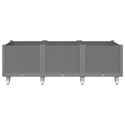 Fioriera da Giardino con Ruote Grigio Chiaro 150x80x54 cm in PP