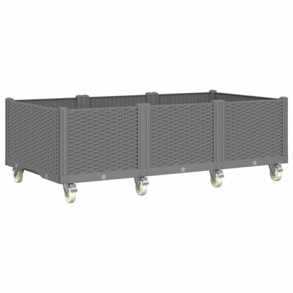 Fioriera da Giardino con Ruote Grigio Chiaro 150x80x54 cm in PP