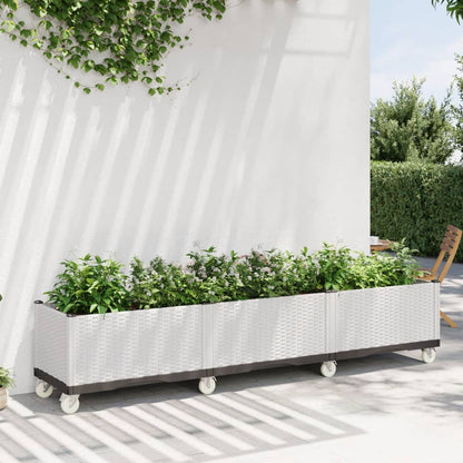 Fioriera da Giardino con Ruote Bianca 240x50x54 cm in PP