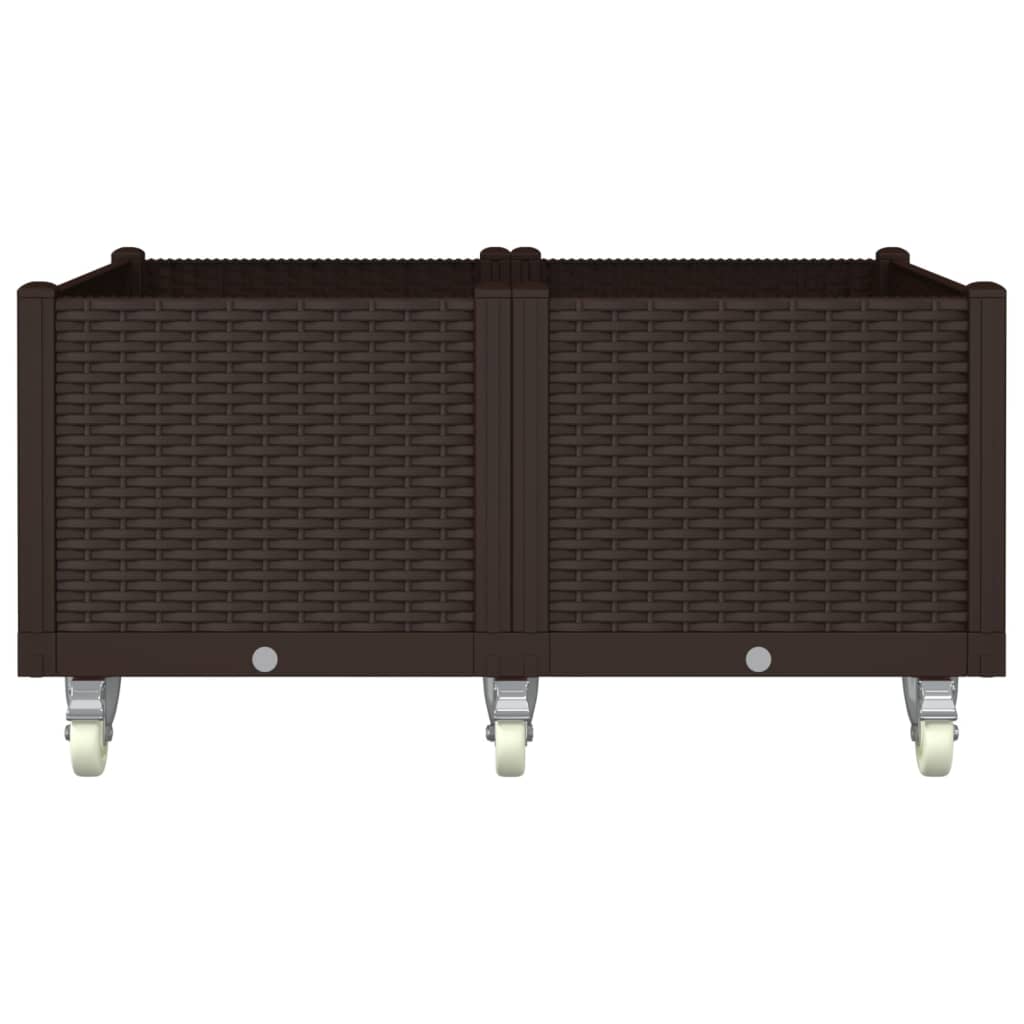 Fioriera da Giardino con Ruote Marrone 100x80x54 cm in PP