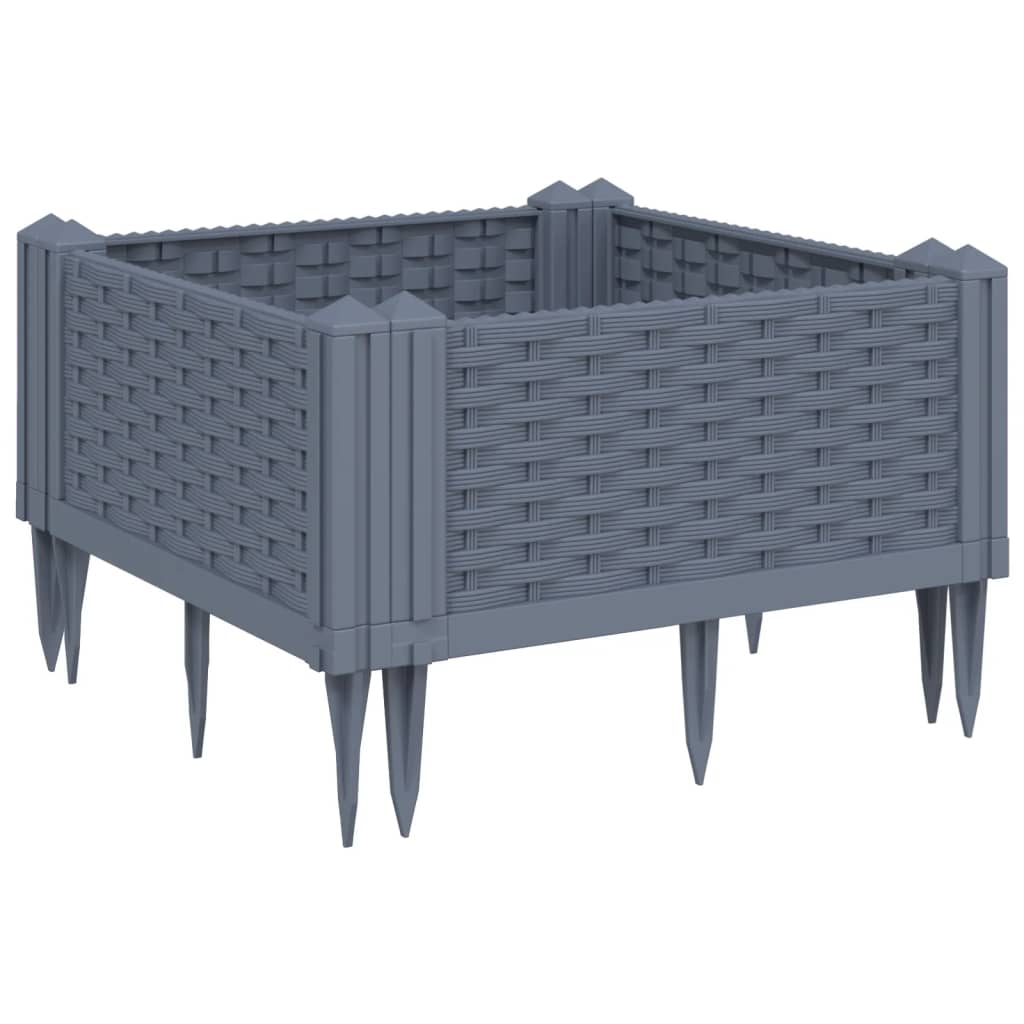 Fioriera Giardino con Picchetti Grigio Blu 42,5x42,5x28,5 cm PP