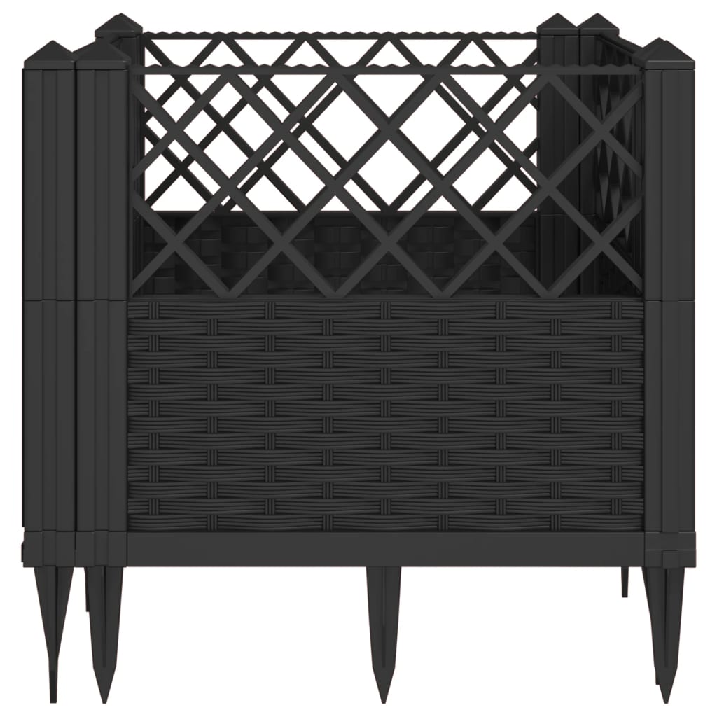 Fioriera da Giardino con Picchetti Nera 43,5x43,5x43,5 cm PP