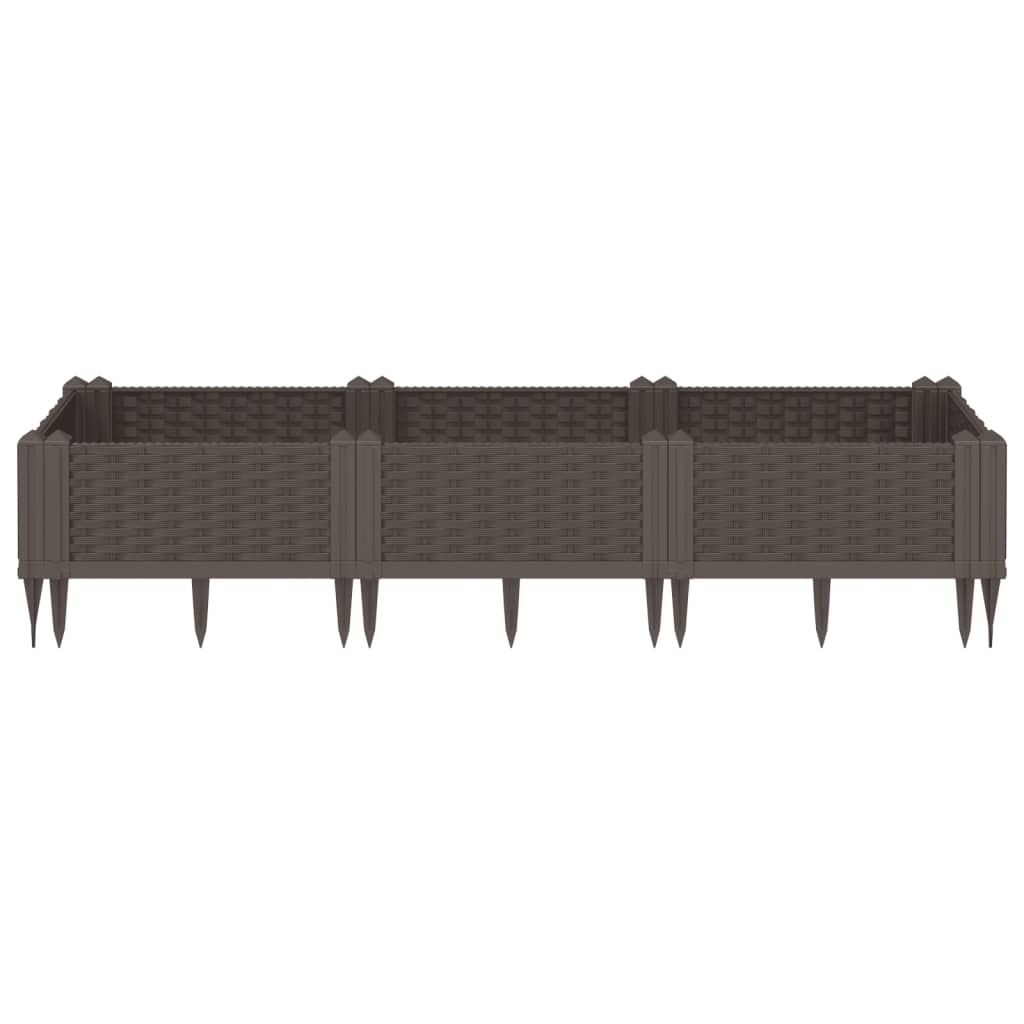 Fioriera da Giardino con Picchetti Marrone 125x40x28,5 cm PP