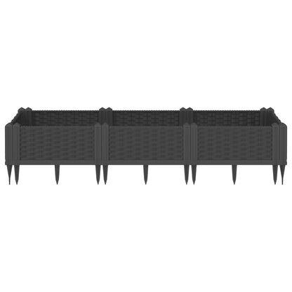 Fioriera da Giardino con Picchetti Nera 125x40x28,5 cm PP