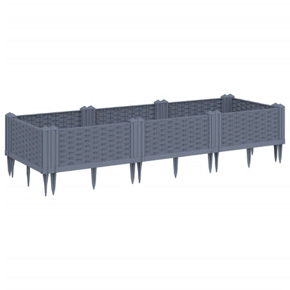 Fioriera Giardino con Picchetti Grigio Blu 125x40x28,5 cm PP