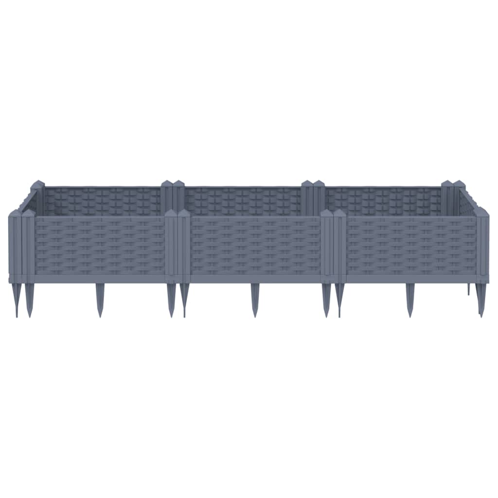 Fioriera Giardino con Picchetti Grigio Blu 125x40x28,5 cm PP