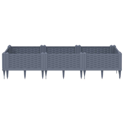 Fioriera Giardino con Picchetti Grigio Blu 125x40x28,5 cm PP