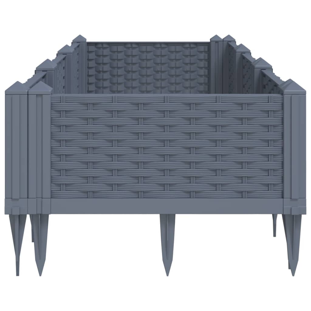 Fioriera Giardino con Picchetti Grigio Blu 125x40x28,5 cm PP