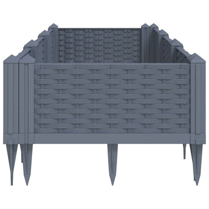 Fioriera Giardino con Picchetti Grigio Blu 125x40x28,5 cm PP