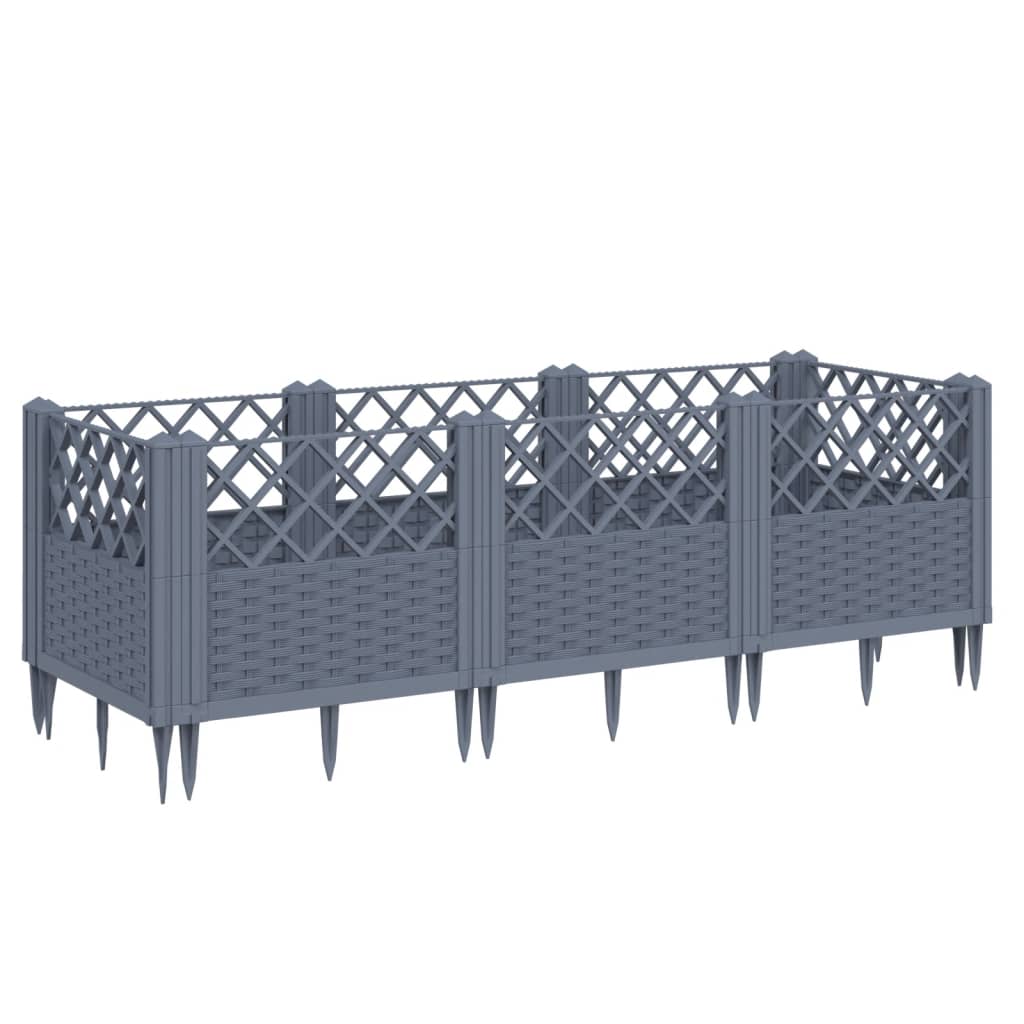 Fioriera Giardino Picchetti Grigio Blu 123,5x43,5x43,5 cm PP