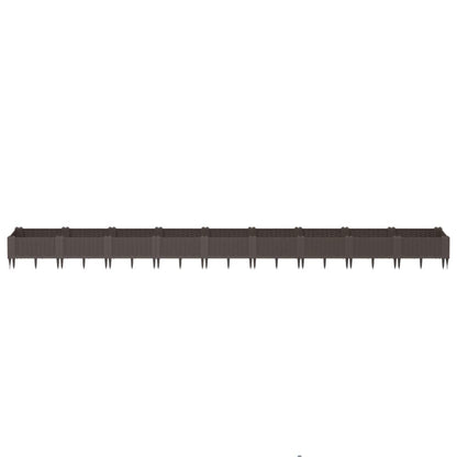 Fioriera da Giardino con Picchetti Marrone 362,5x42,5x28,5cm PP