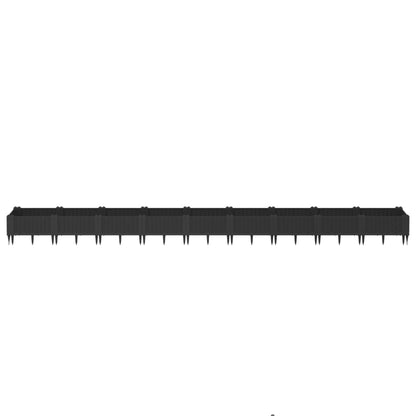 Fioriera da Giardino con Picchetti Nera 362,5x42,5x28,5 cm PP