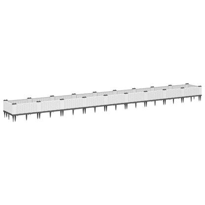 Fioriera da Giardino con Picchetti Bianca 362,5x42,5x28,5 cm PP