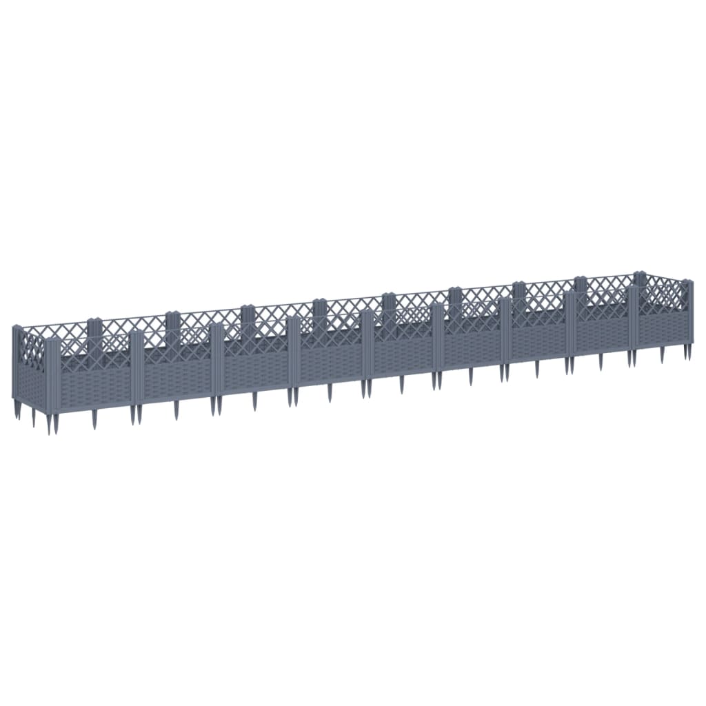 Fioriera Giardino Picchetti Grigio Blu 363,5x43,5x43,5 cm PP