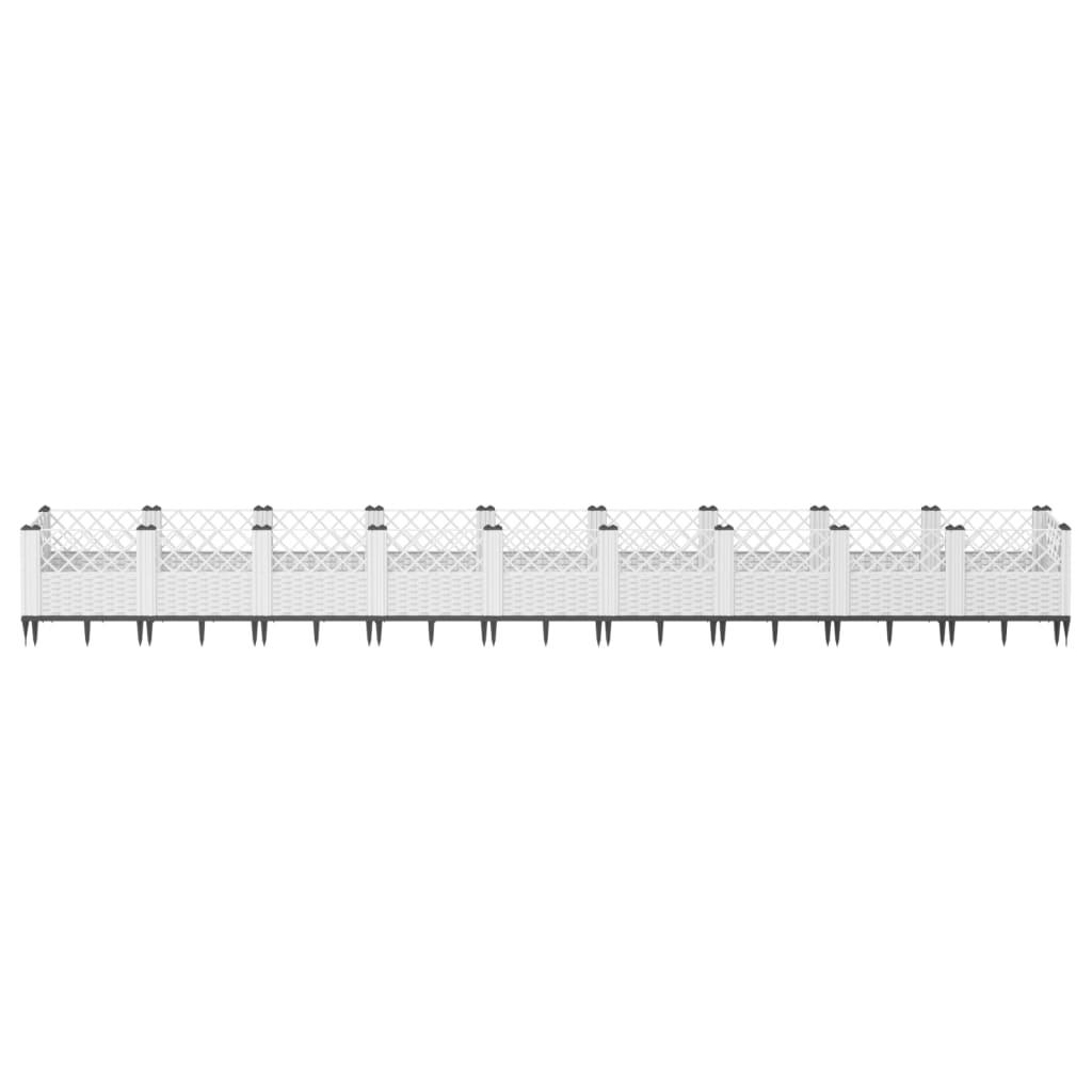 Fioriera da Giardino con Picchetti Bianca 363,5x43,5x43,5 cm PP