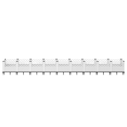 Fioriera da Giardino con Picchetti Bianca 363,5x43,5x43,5 cm PP