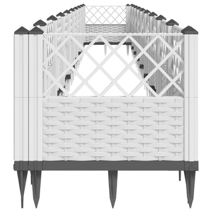 Fioriera da Giardino con Picchetti Bianca 363,5x43,5x43,5 cm PP