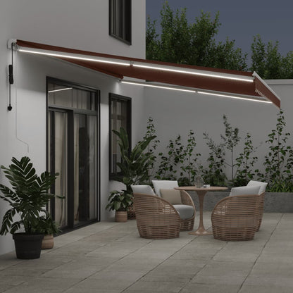 Tenda da Sole Retrattile Automatica con LED Marrone 600x300 cm