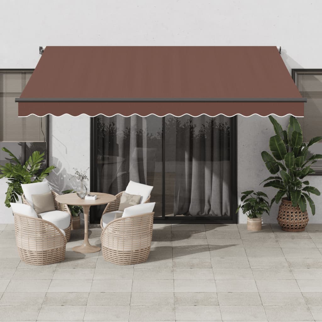 Tenda da Sole Retrattile Automatica con LED Marrone 400x350 cm
