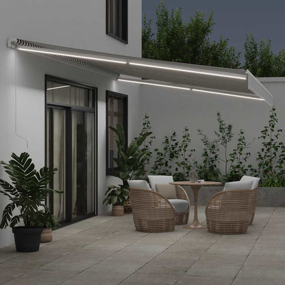 Tenda Retrattile Manuale con LED Antracite e Bianco 600x300 cm