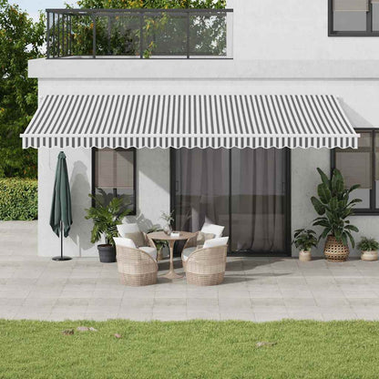 Tenda da Sole Retrattile Manuale Antracite e Bianco 600x300 cm