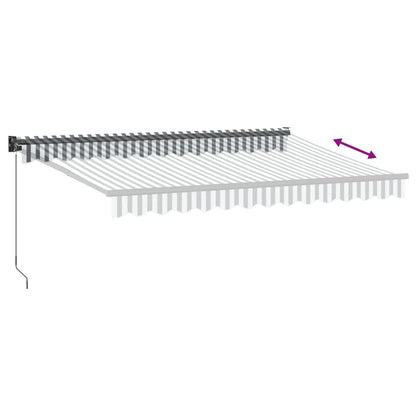 Tenda Retrattile Antracite e Bianca 3,5x2,5m Tessuto/Alluminio