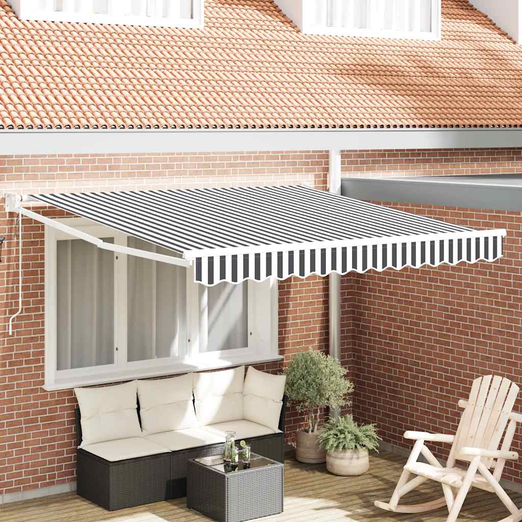 Tenda da Sole Antracite e Bianca 3x2,5 m Tessuto e Alluminio