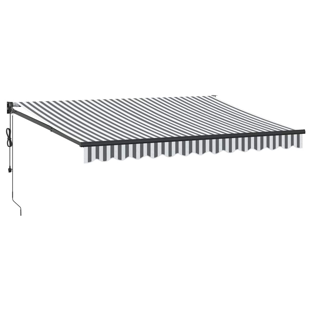Tenda Retrattile Antracite e Bianca 3,5x2,5m Tessuto/Alluminio