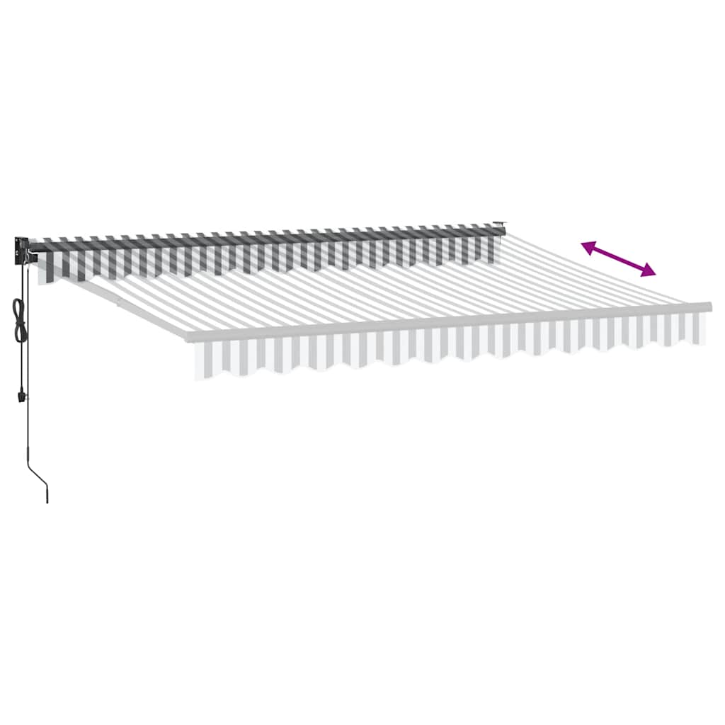 Tenda Retrattile Antracite e Bianca 3,5x2,5m Tessuto/Alluminio
