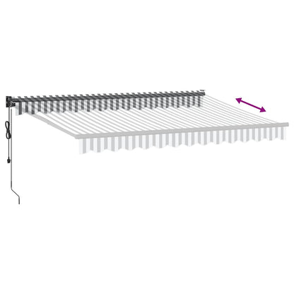 Tenda Retrattile Antracite e Bianca 3,5x2,5m Tessuto/Alluminio