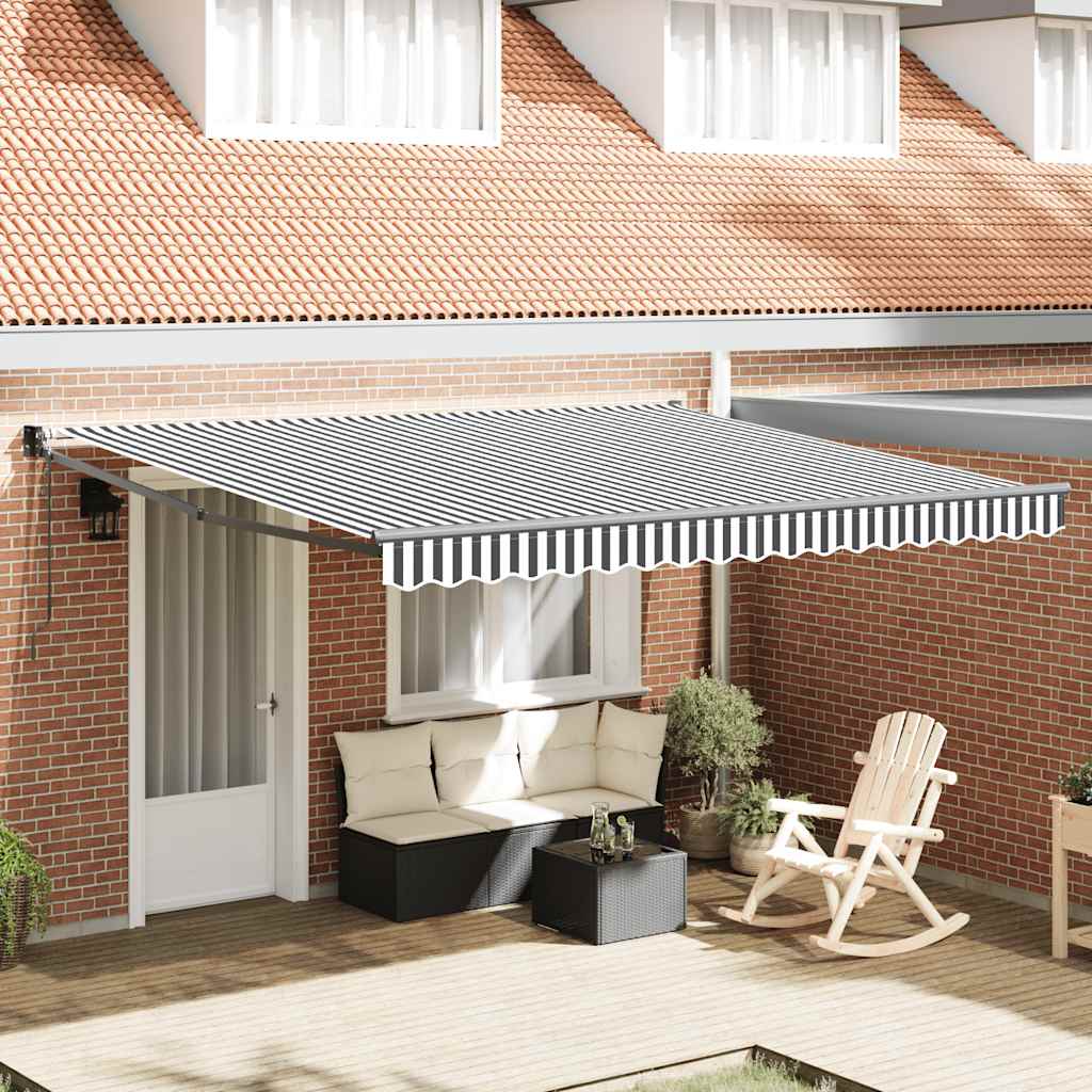 Tenda Retrattile Antracite e Bianca 4x3 m Tessuto e Alluminio