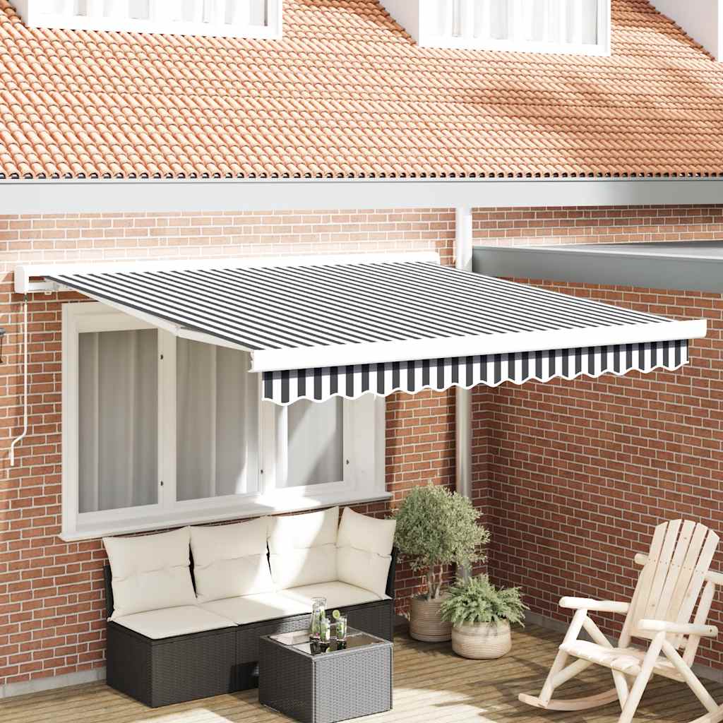 Tenda da Sole Antracite e Bianca 3x2,5 m Tessuto e Alluminio