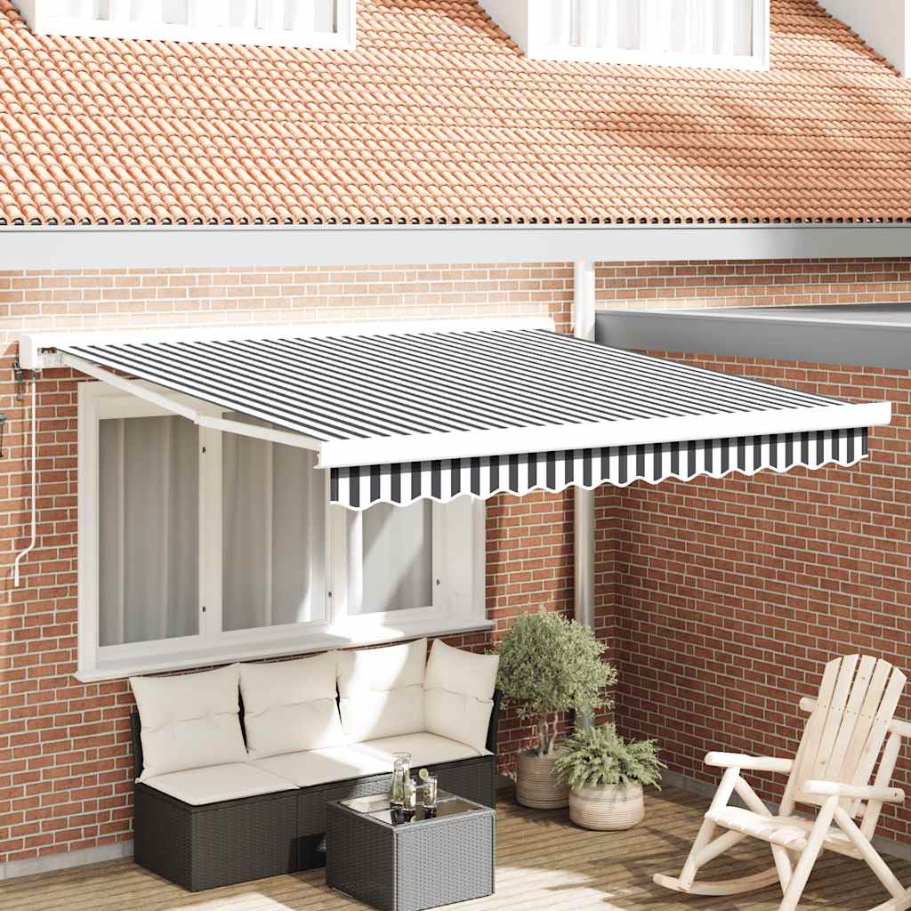Tenda da Sole Antracite e Bianca 3x2,5 m Tessuto e Alluminio