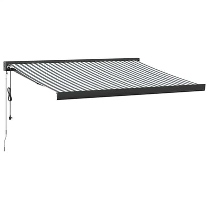 Tenda Retrattile Antracite e Bianca 3,5x2,5m Tessuto/Alluminio