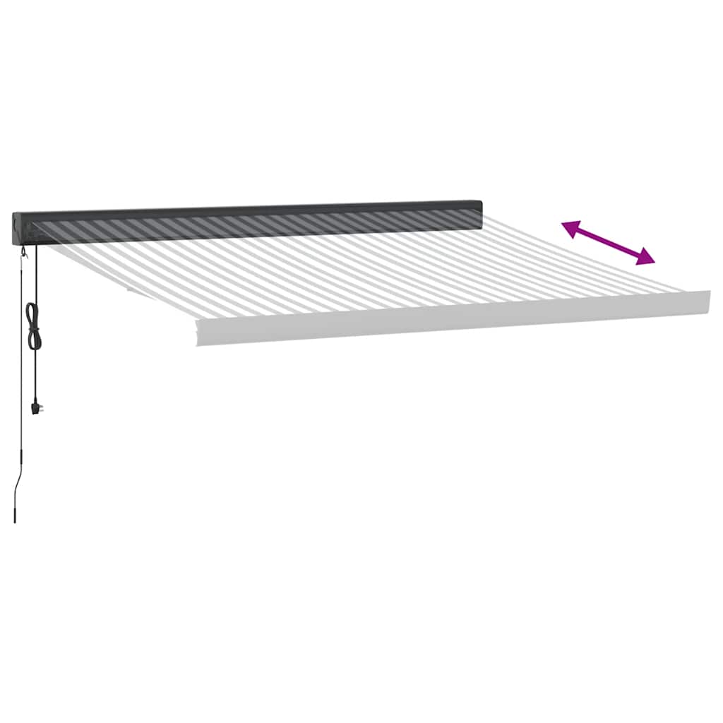 Tenda Retrattile Antracite e Bianca 3,5x2,5m Tessuto/Alluminio
