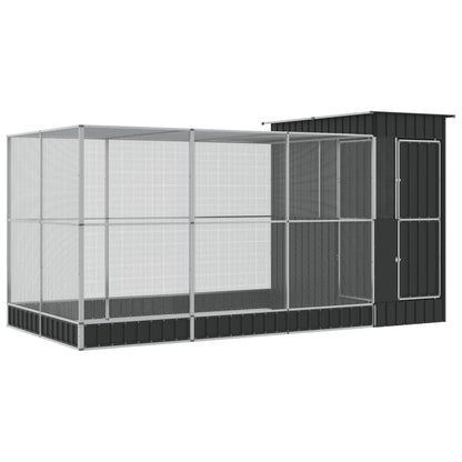 Voliera con Estensione Argento 416x203x216 cm in Acciaio