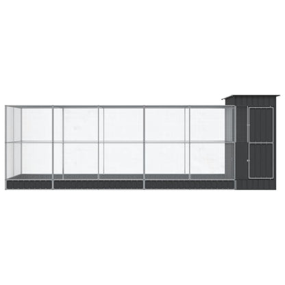 Voliera con Estensione Argento 623x203x216 cm in Acciaio