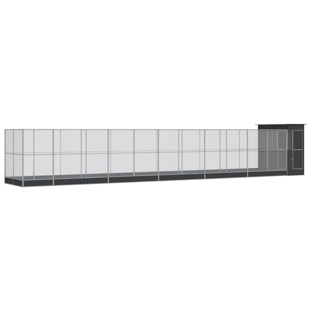 Voliera con Estensione Argento 1244x203x216 cm in Acciaio