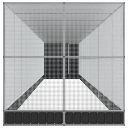 Voliera con Estensione Argento 1244x203x216 cm in Acciaio