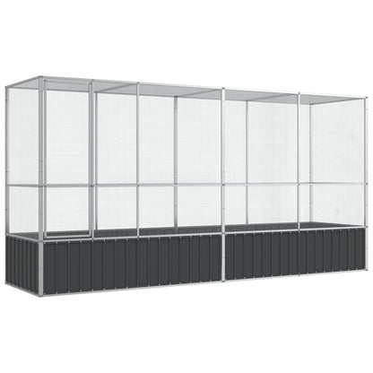 Voliera con Estensione Argento 418,5x107x212 cm in Acciaio
