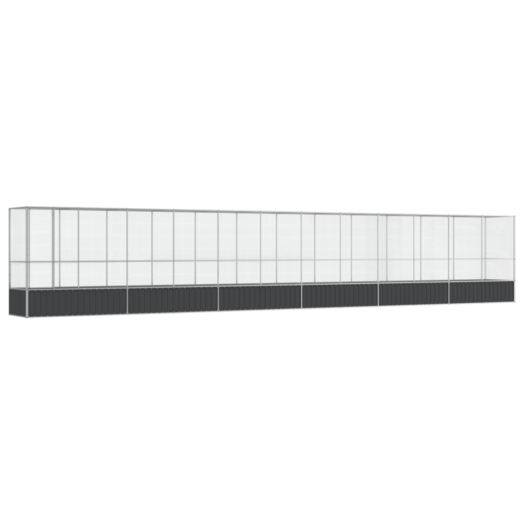 Voliera con Estensione Argento 1250,5x107x212 cm in Acciaio