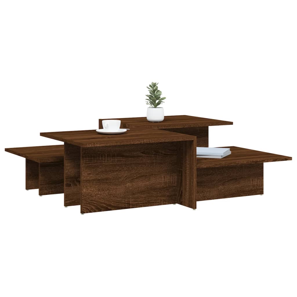 Tavolini da Salotto 2 pz Rovere Marrone in Legno Multistrato