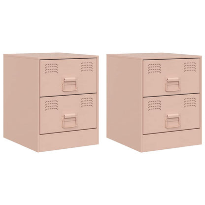 Comodini 2 pz Rosa 34,5x39x44 cm in Acciaio