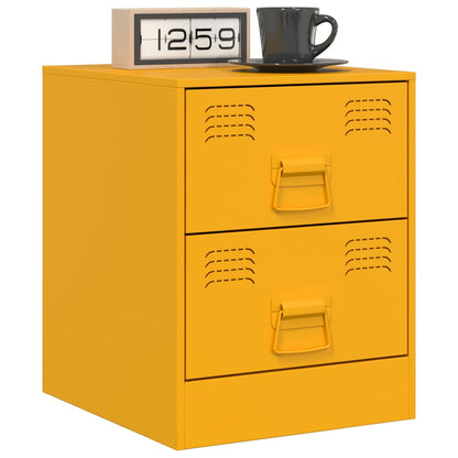 Comodini 2 pz Giallo 34,5x39x44 cm in Acciaio
