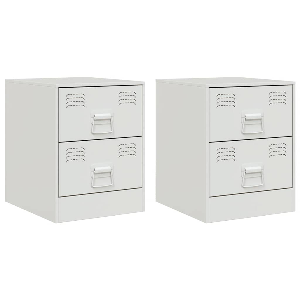 Comodini 2 pz Bianchi 34,5x39x44 cm in Acciaio