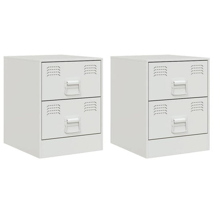 Comodini 2 pz Bianchi 34,5x39x44 cm in Acciaio