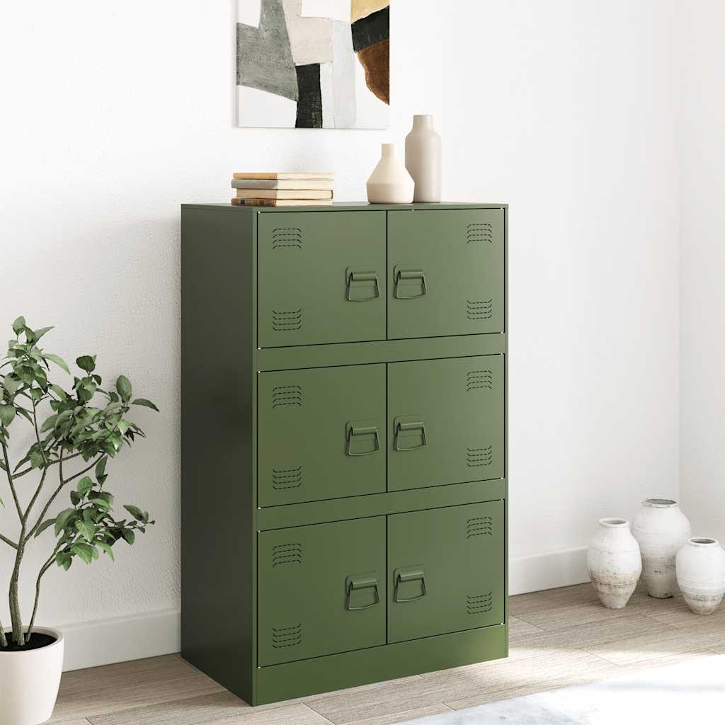 Credenza Verde Oliva 67x39x107 cm in Acciaio