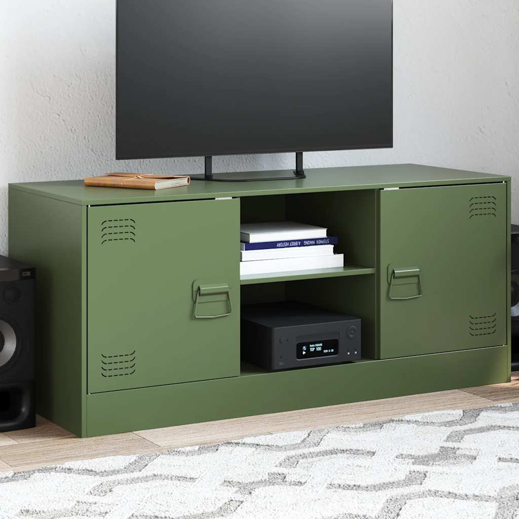 Mobile TV Verde Oliva 99x39x44 cm in Acciaio