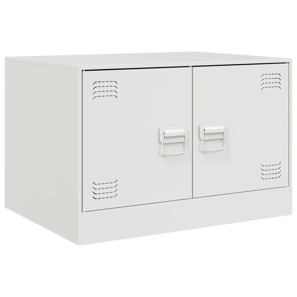 Tavolino da Salotto Bianco 67x50x44 cm in Acciaio