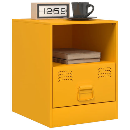 Comodini 2 pz Giallo Senape 34,5x39x44 cm in Acciaio